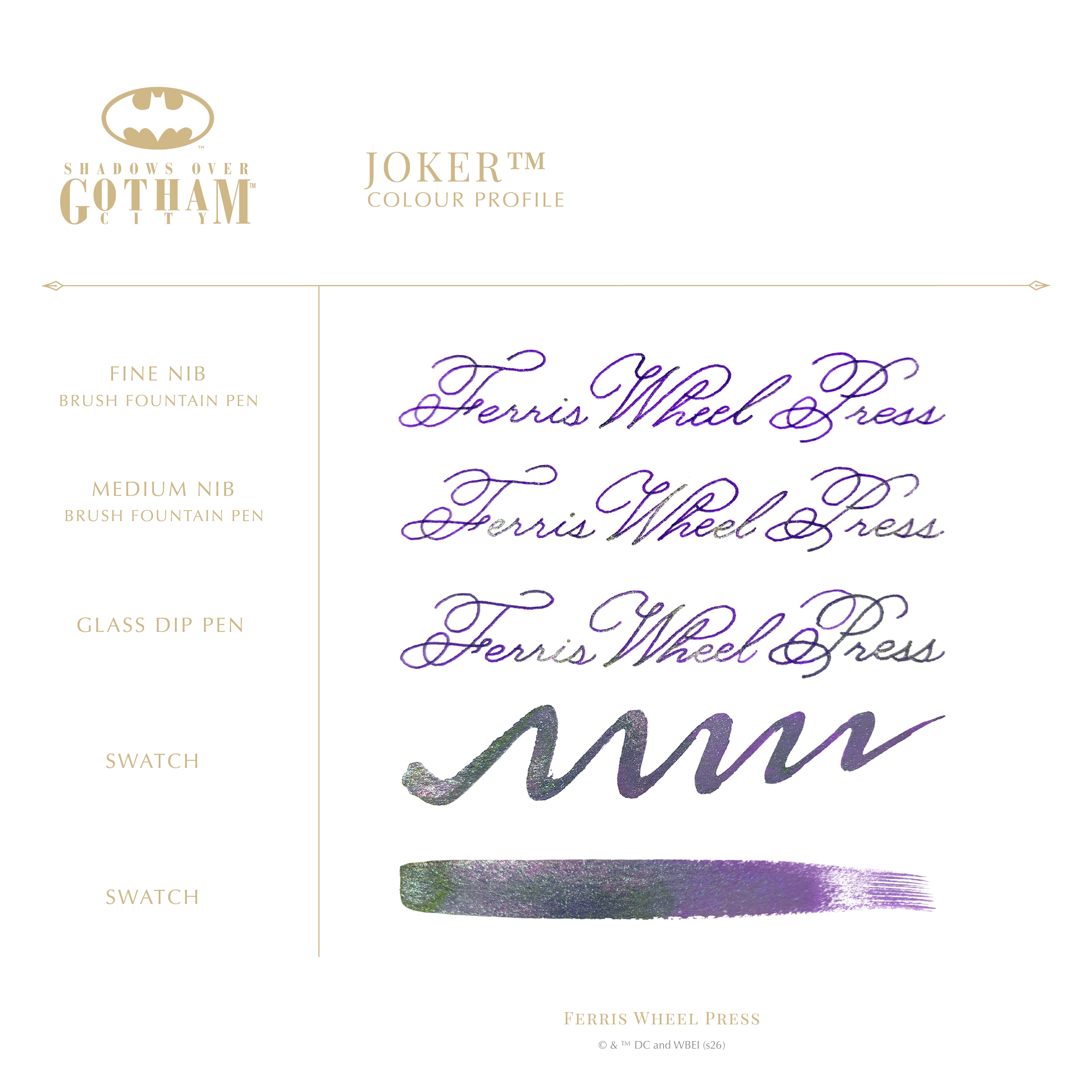 Shadows over Gotham City | Marquise Pen & Ink Set | Joker - Ferris Wheel Press EU