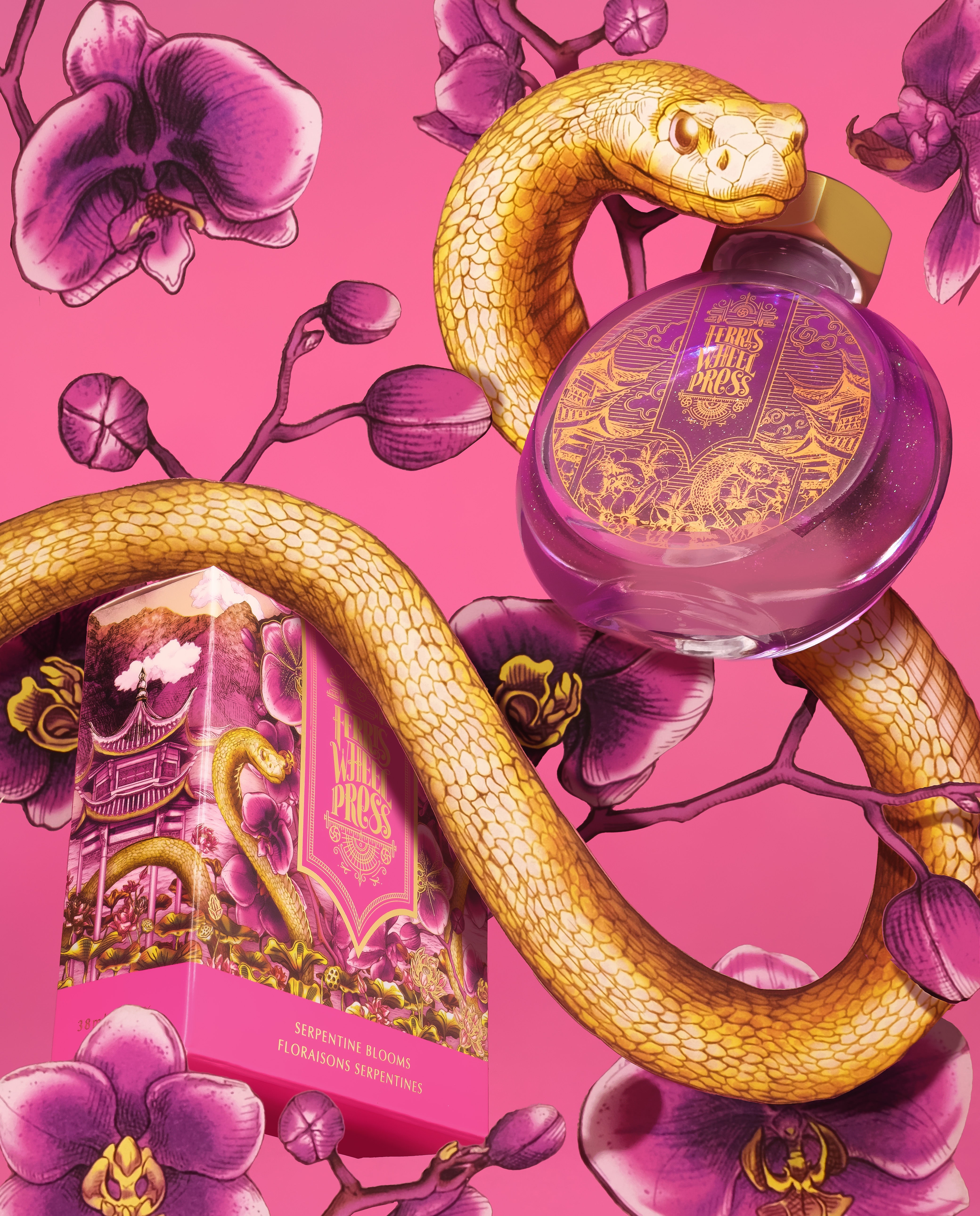 Curious Collaborations | Year of the Snake Special Edition with Fête Chinoise- Serpentine Blooms Ink