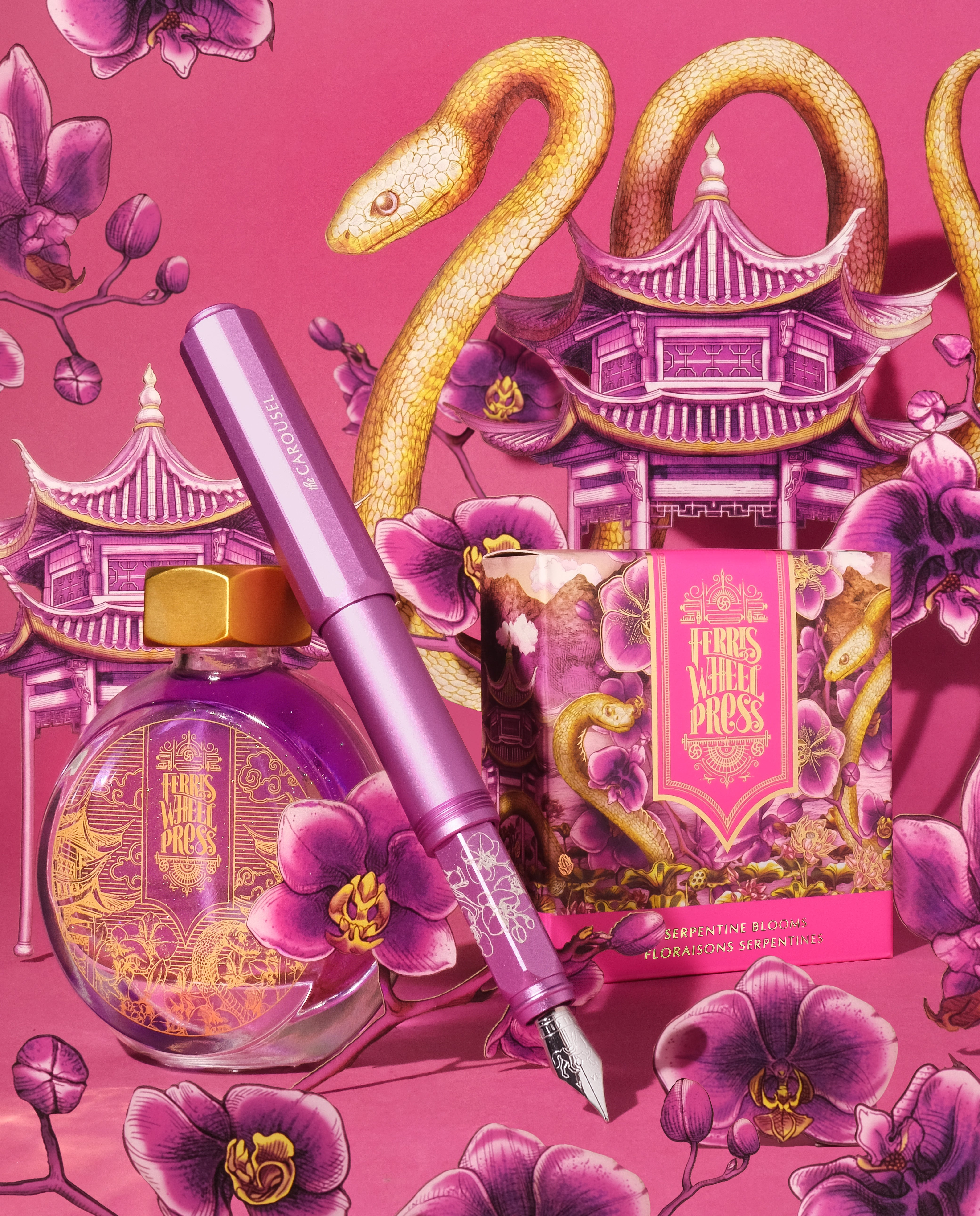 Curious Collaborations | Year of the Snake Special Edition with Fête Chinoise- Serpentine Blooms Ink